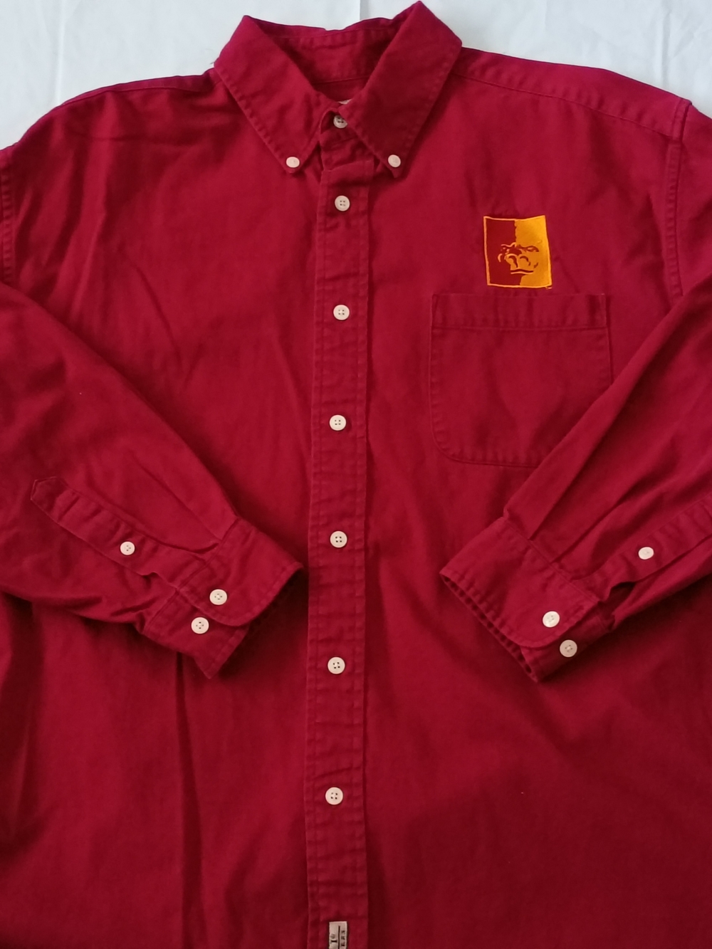 PSU Pitt State University Men's Button-Down Shirt Maroon with Chest Pocket Large